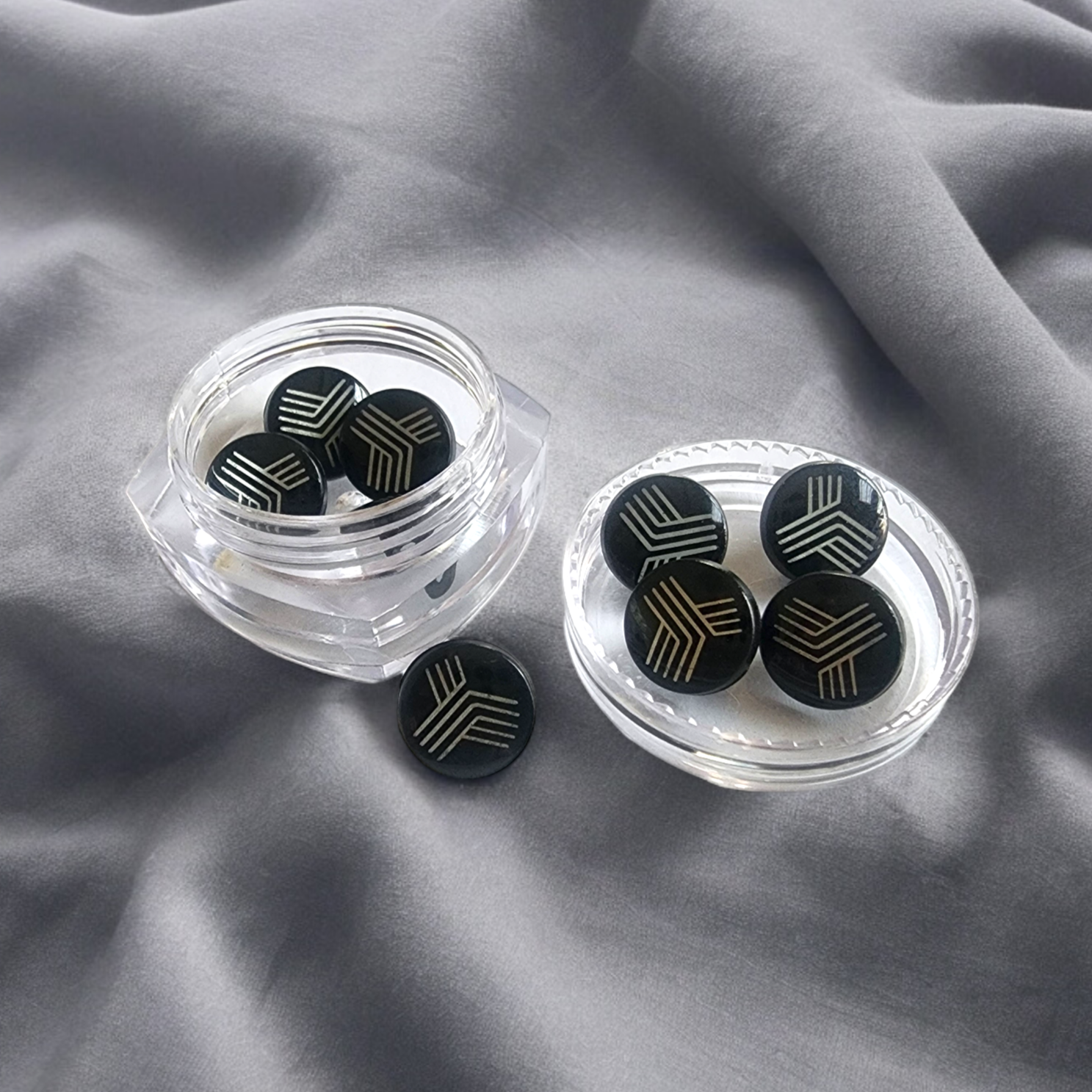 Fancy & Metal Black Button (Silver and Gold Tri Star-Mark)