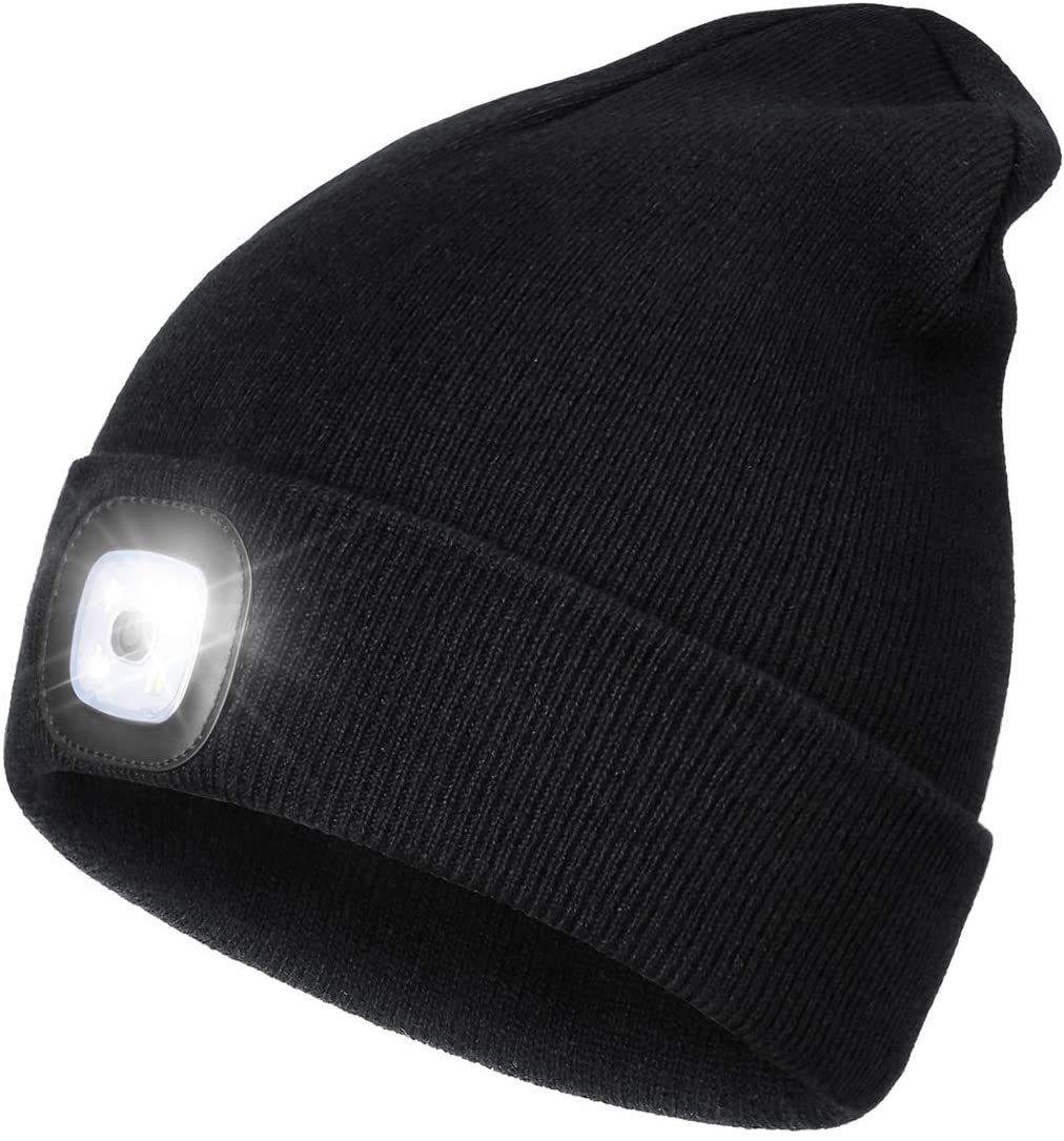 WINTER WOOL KNITTED CAP WITH LED LIGHT