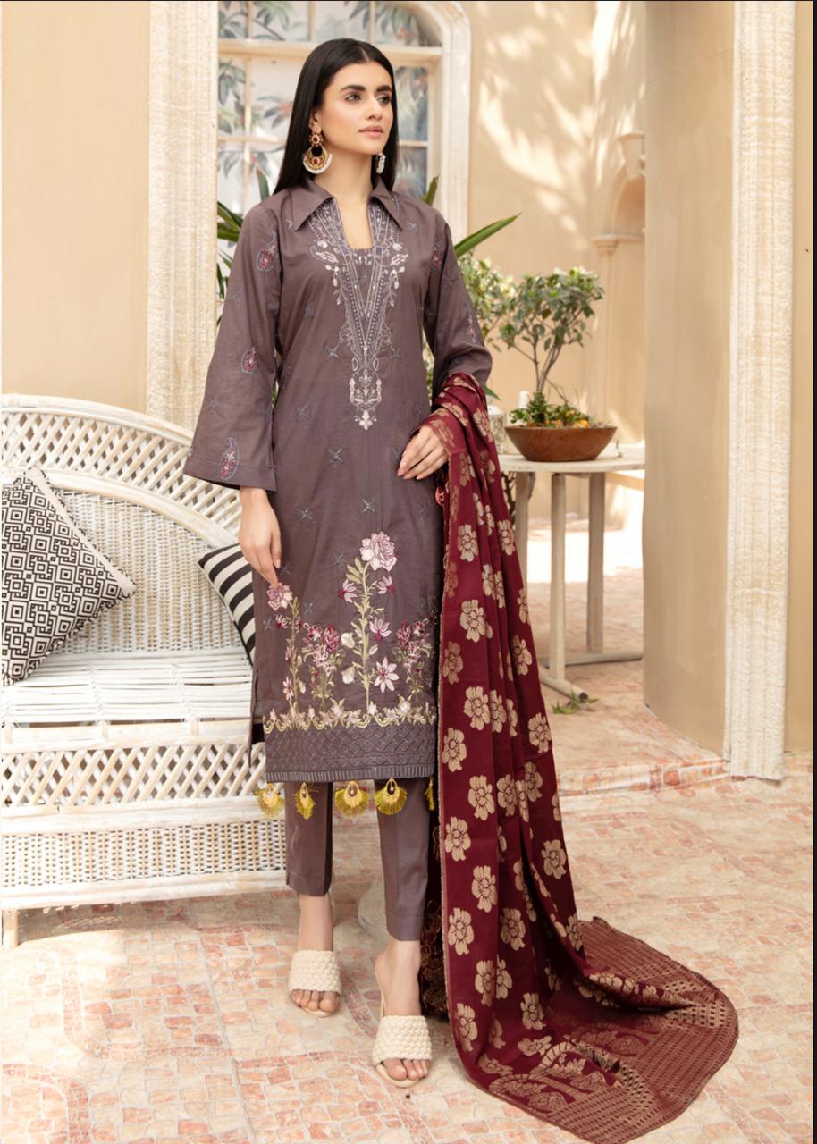 Voile Embroidery Brown